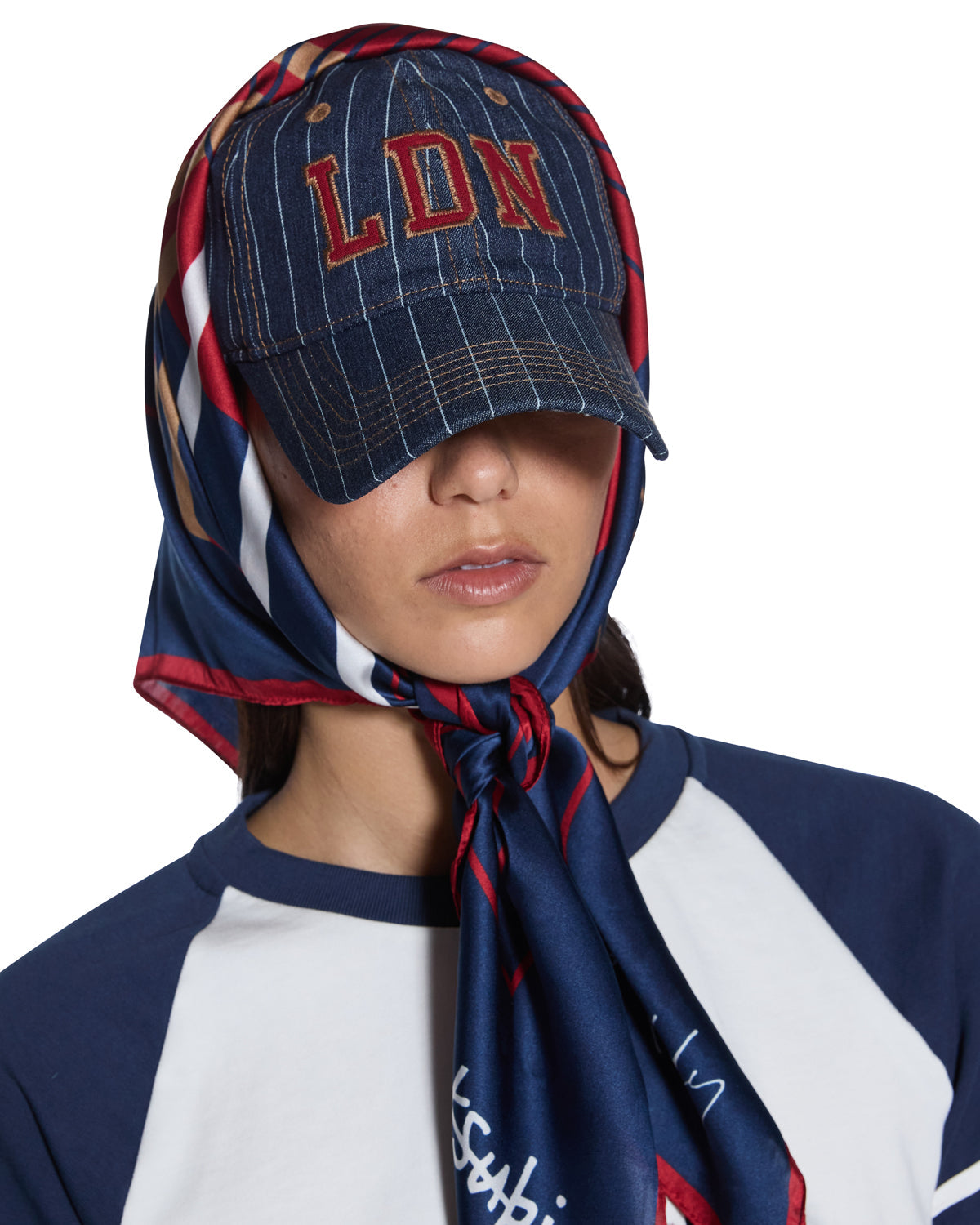  KSUBI X LISSY RODDY SILK SCARF NAVY ACCESSORIES