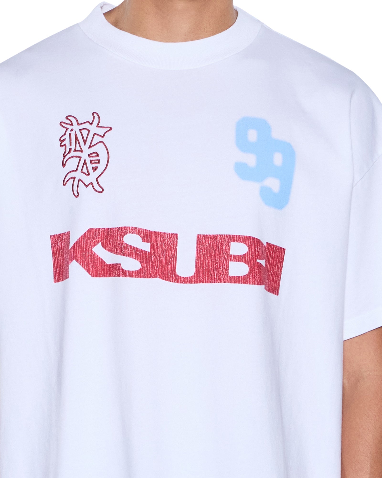 MENS  RUGGED EKCESS SS TEE WHITE/RED OVERSIZED TEES