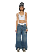 WOMENS STACKED ORIGIN CROP WHITE FASHION TOPS