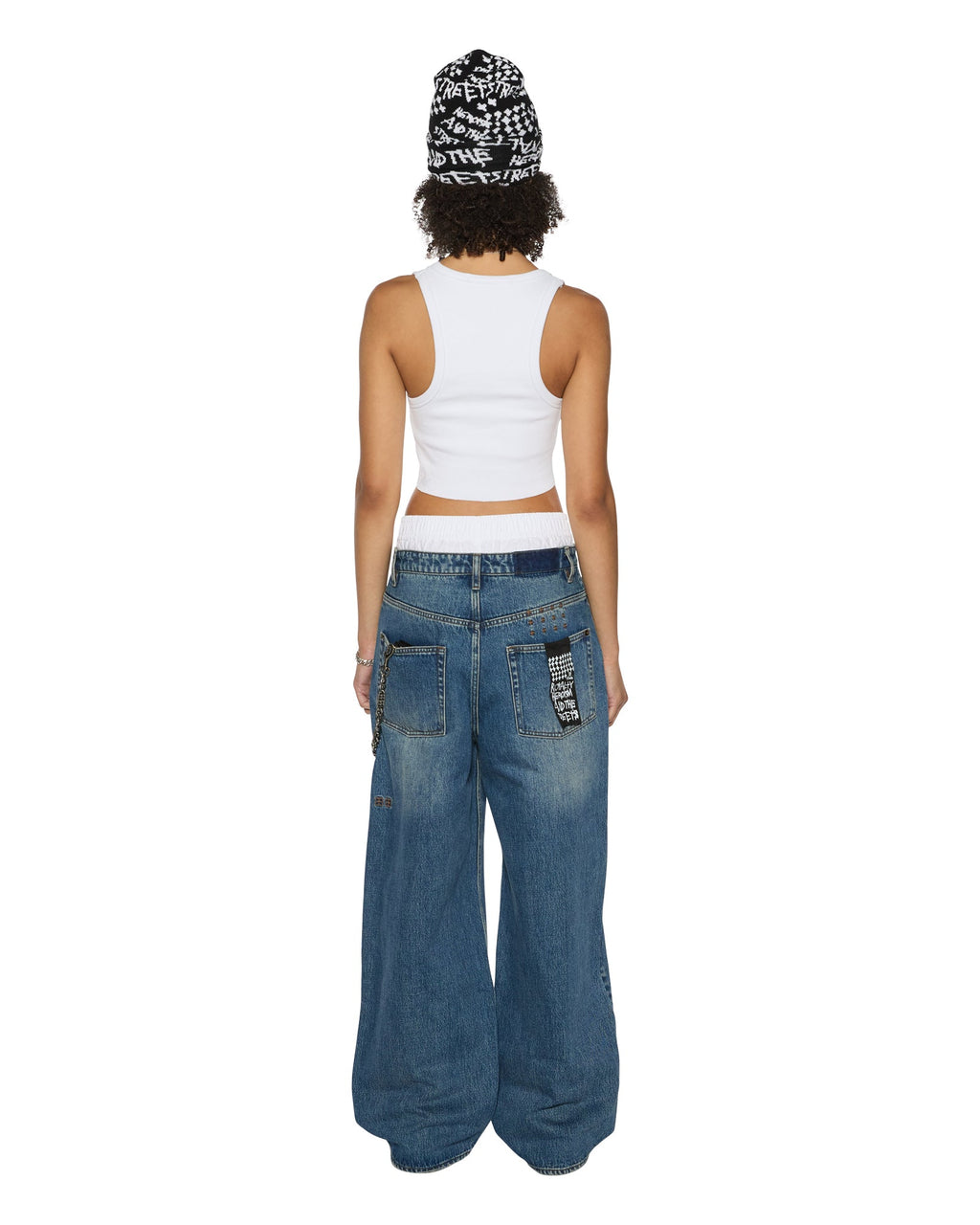 WOMENS STACKED ORIGIN CROP WHITE FASHION TOPS