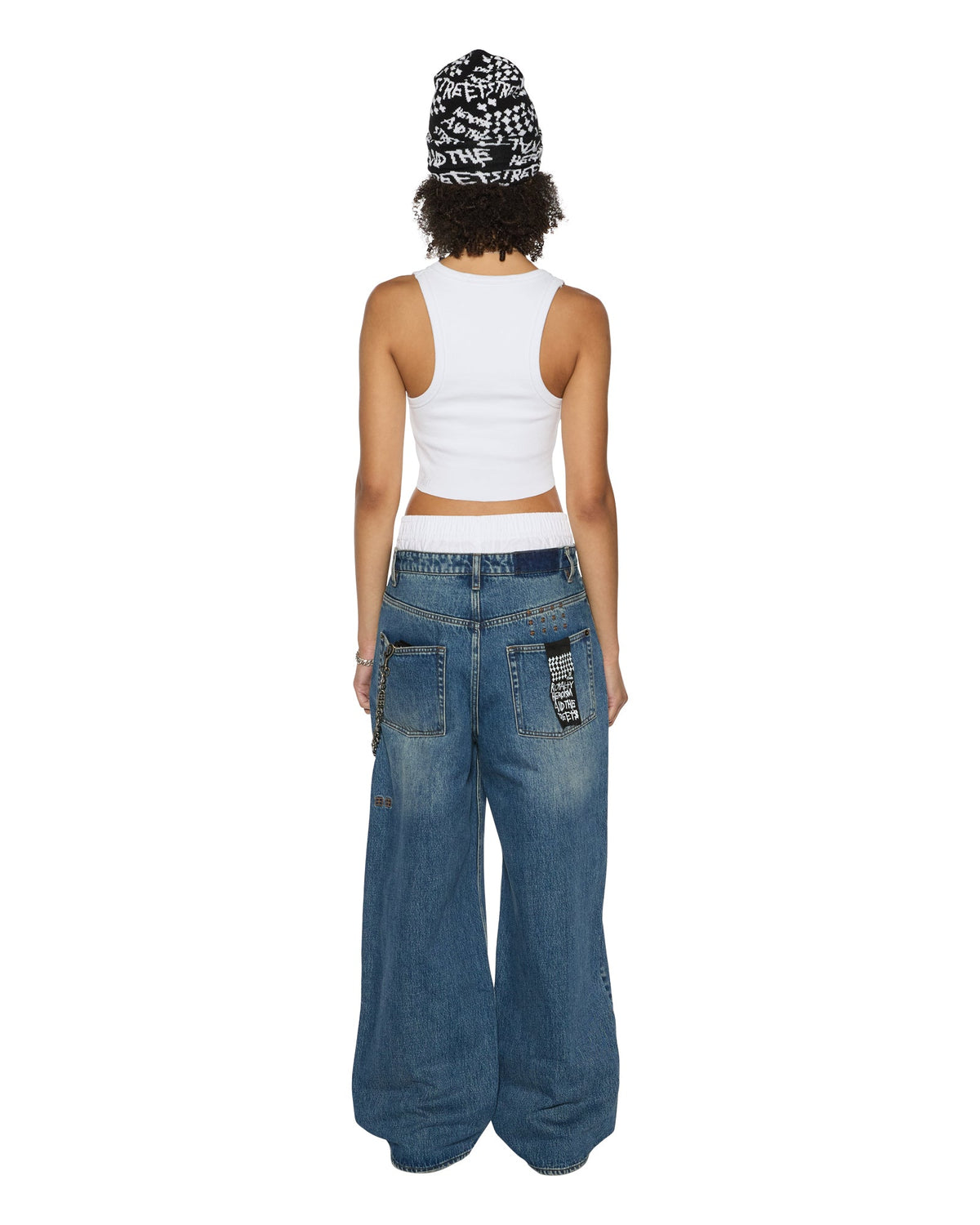 WOMENS STACKED ORIGIN CROP WHITE FASHION TOPS
