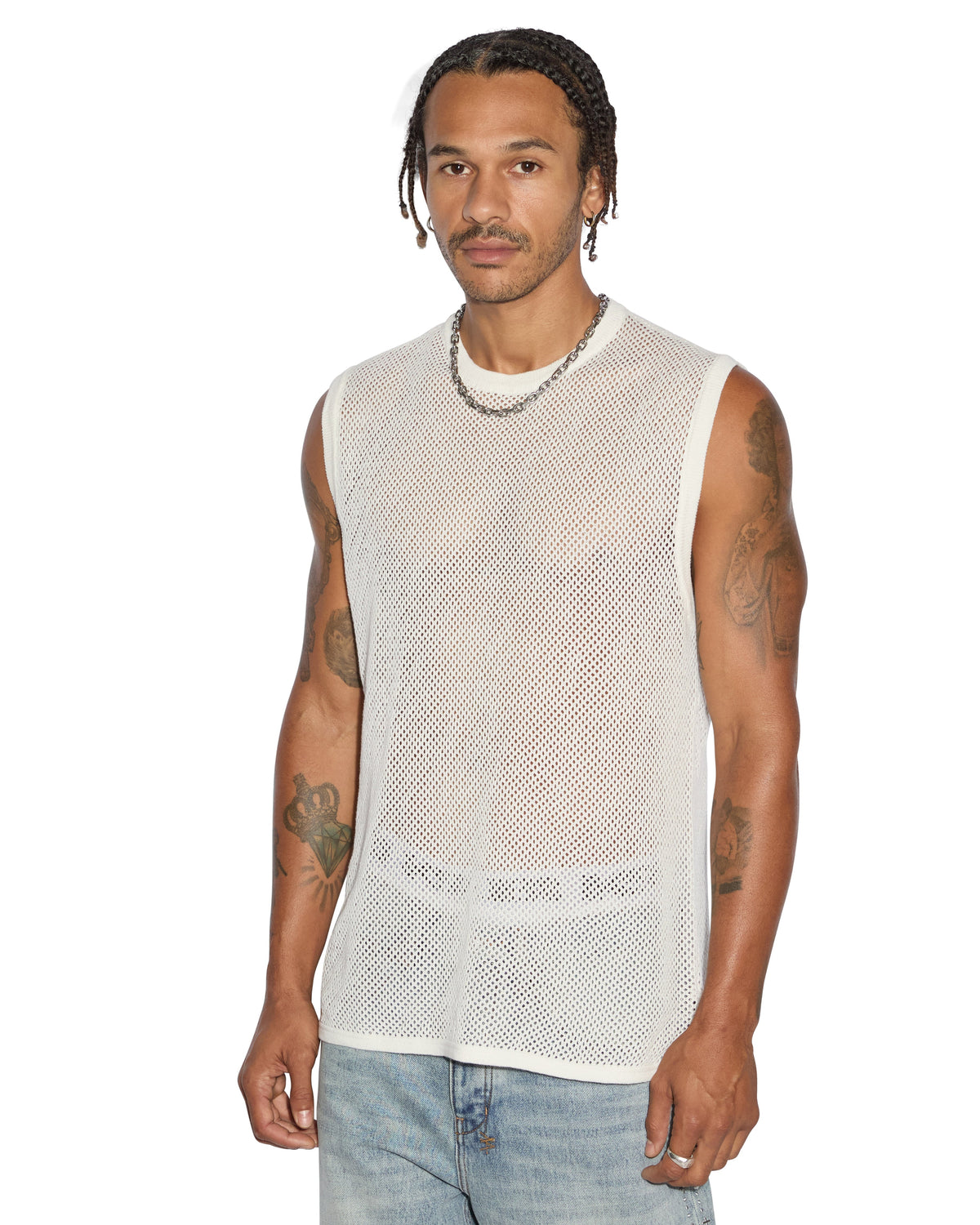 Mens Networth Tank White Relaxed Tees - White