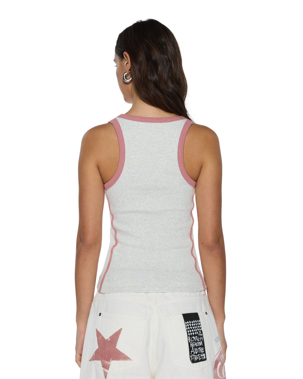 WOMENS PITT LANE ORIGIN TANK SNOW MARLE/RED FASHION TOPS
