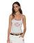 WOMENS  PITT LANE ORIGIN TANK SNOW MARLE/RED FITTED FASHION TOPS