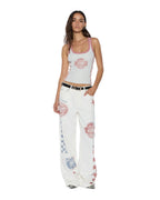 WOMENS PITT LANE ORIGIN TANK SNOW MARLE/RED FASHION TOPS