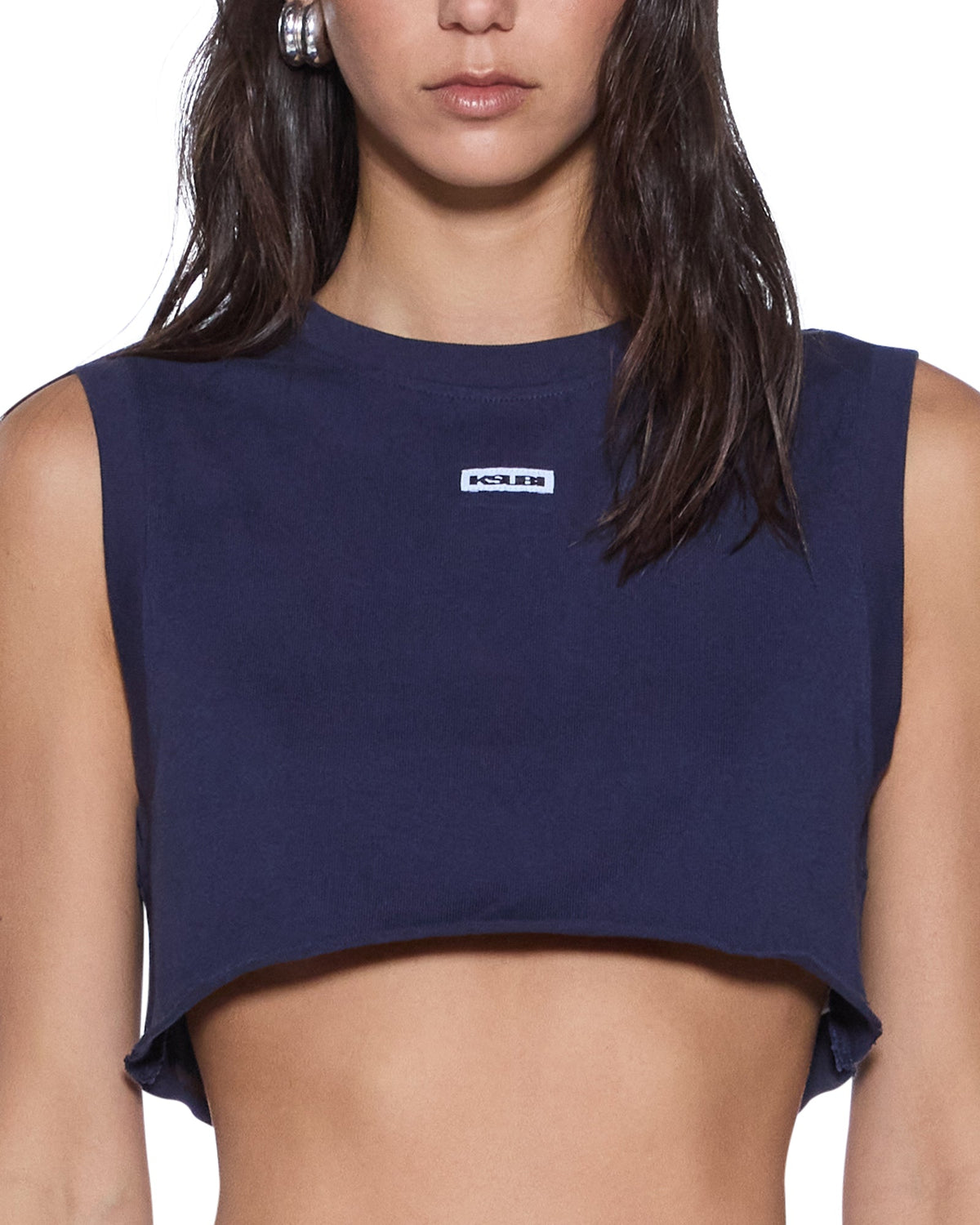 LABELS CROP TANK NAVY