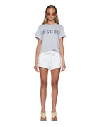 WOMENS KSUBI PLAID SHRUNKEN SS TEE GREY MARLE TEES