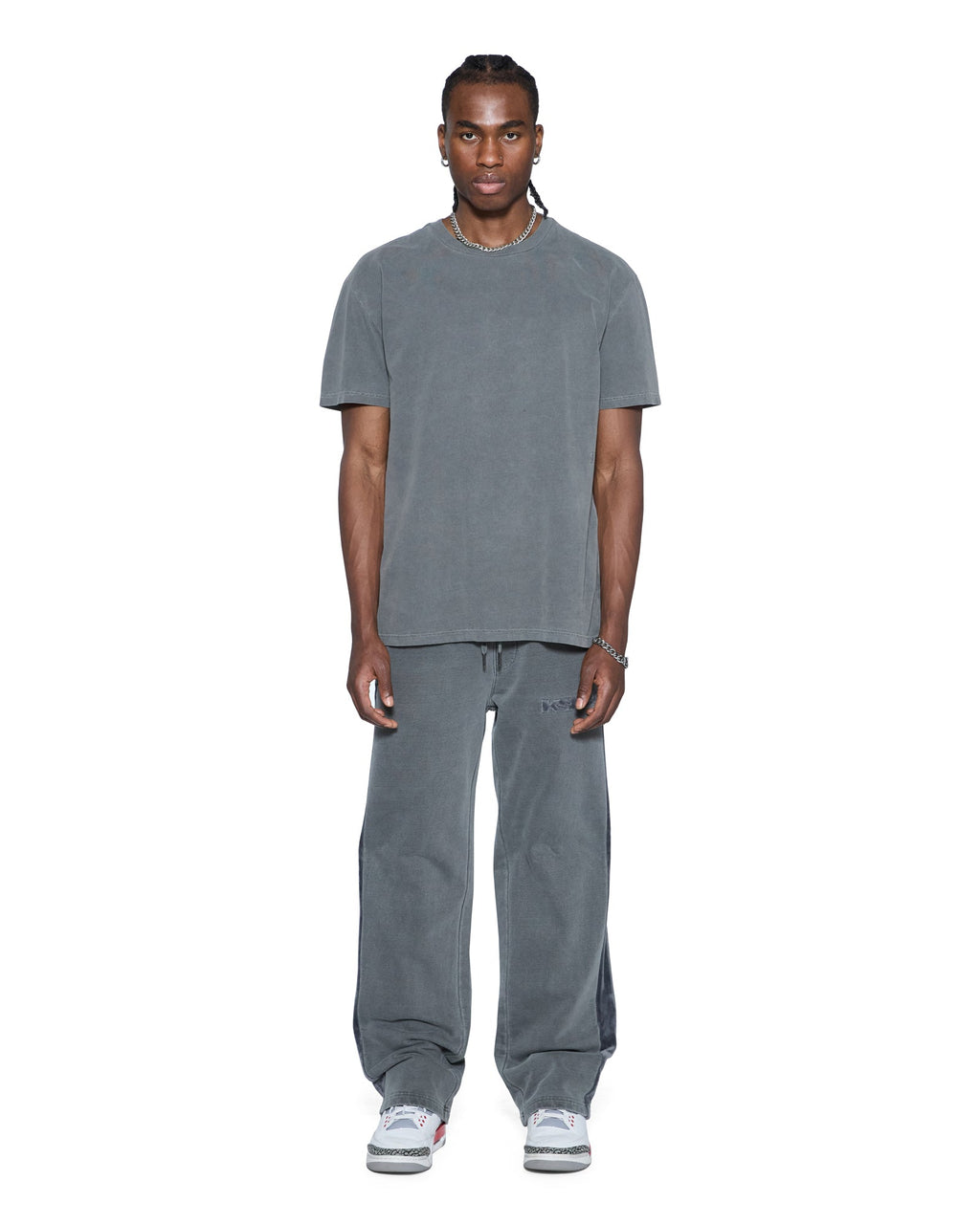 Mens 4x4 Luxe Biggie Ss Tee Charcoal Oversized Tees - Grey