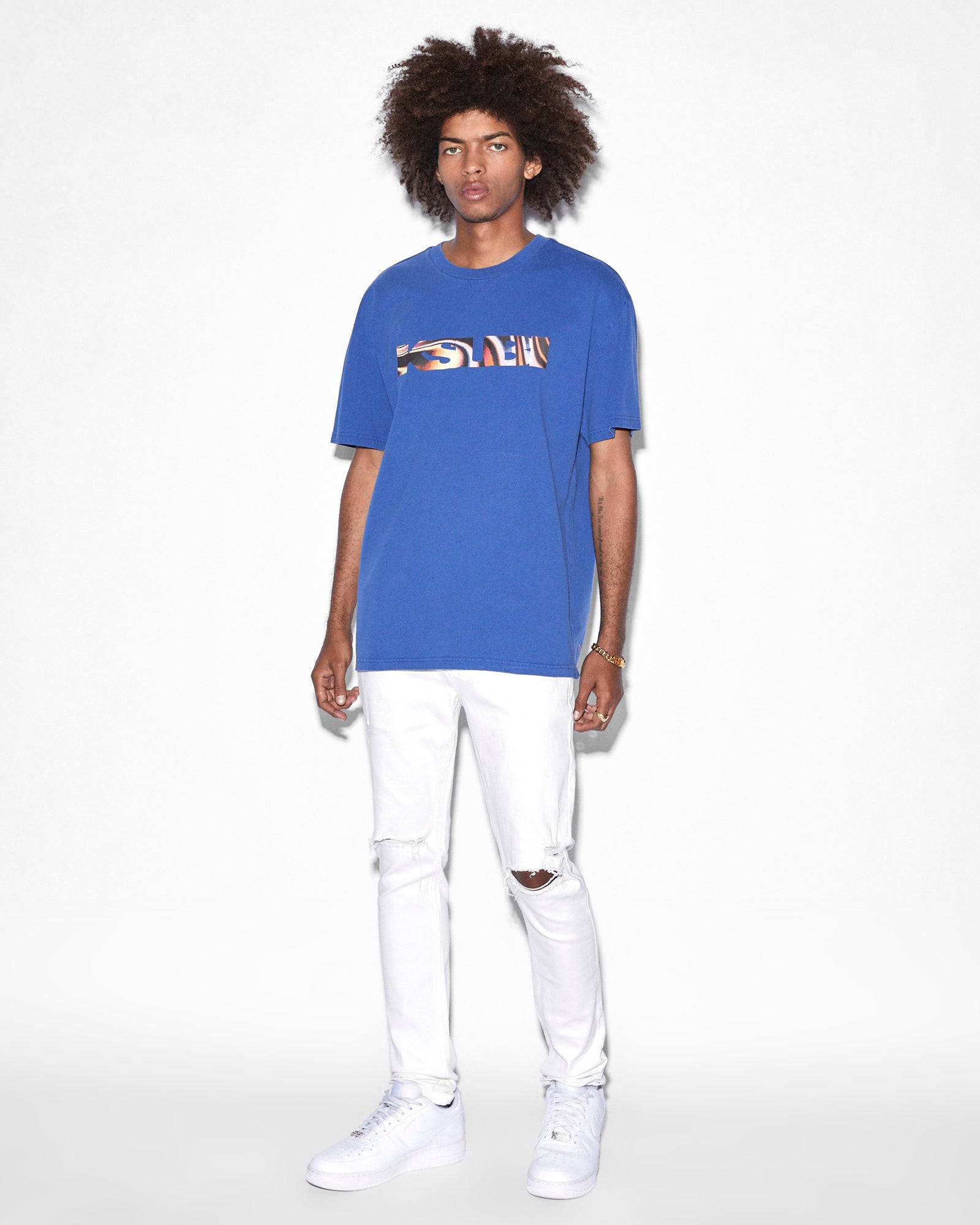MENS  MIND STATE BIGGIE SS TEE SOLID BLUE OVERSIZED TEES