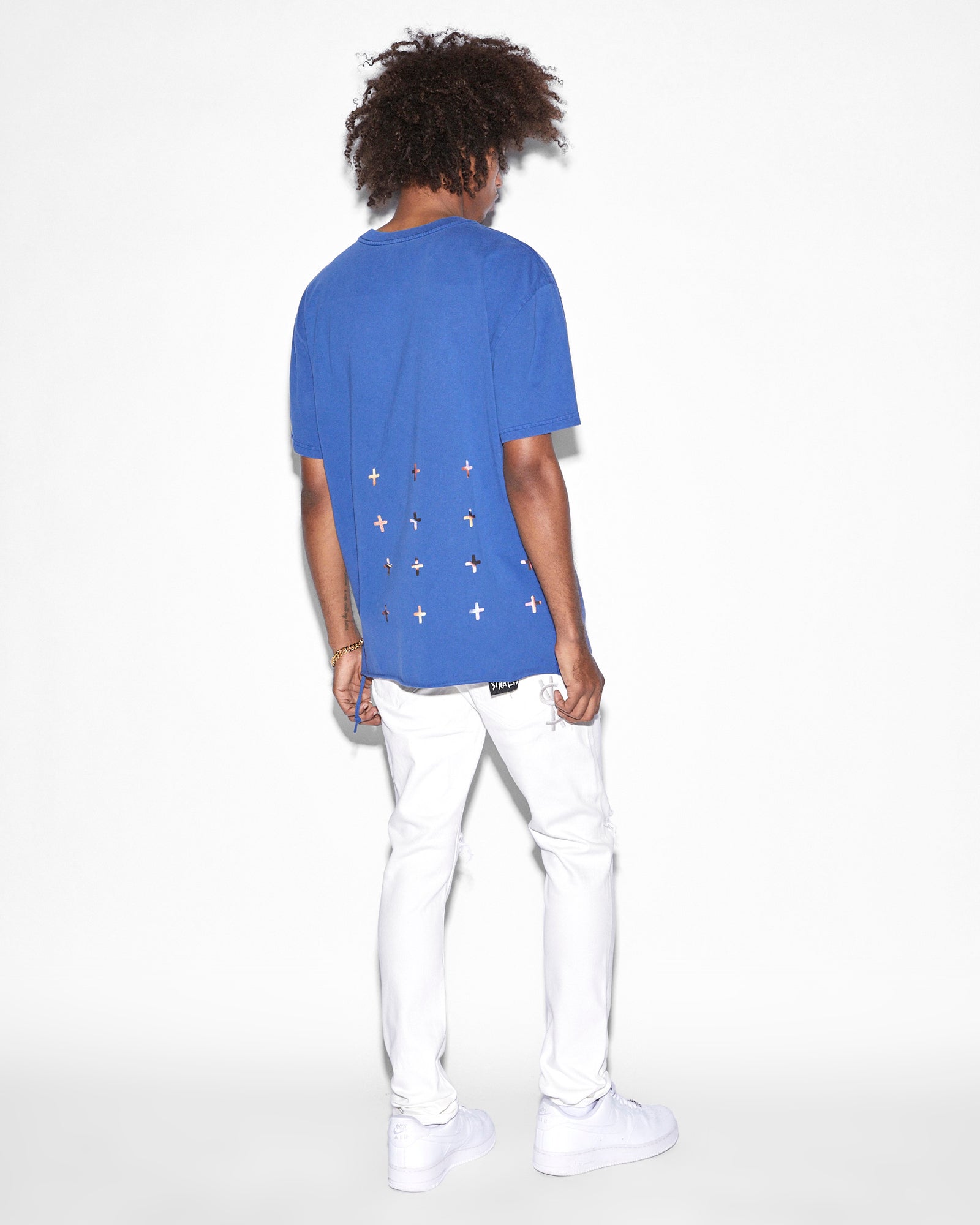 MENS  MIND STATE BIGGIE SS TEE SOLID BLUE OVERSIZED TEES