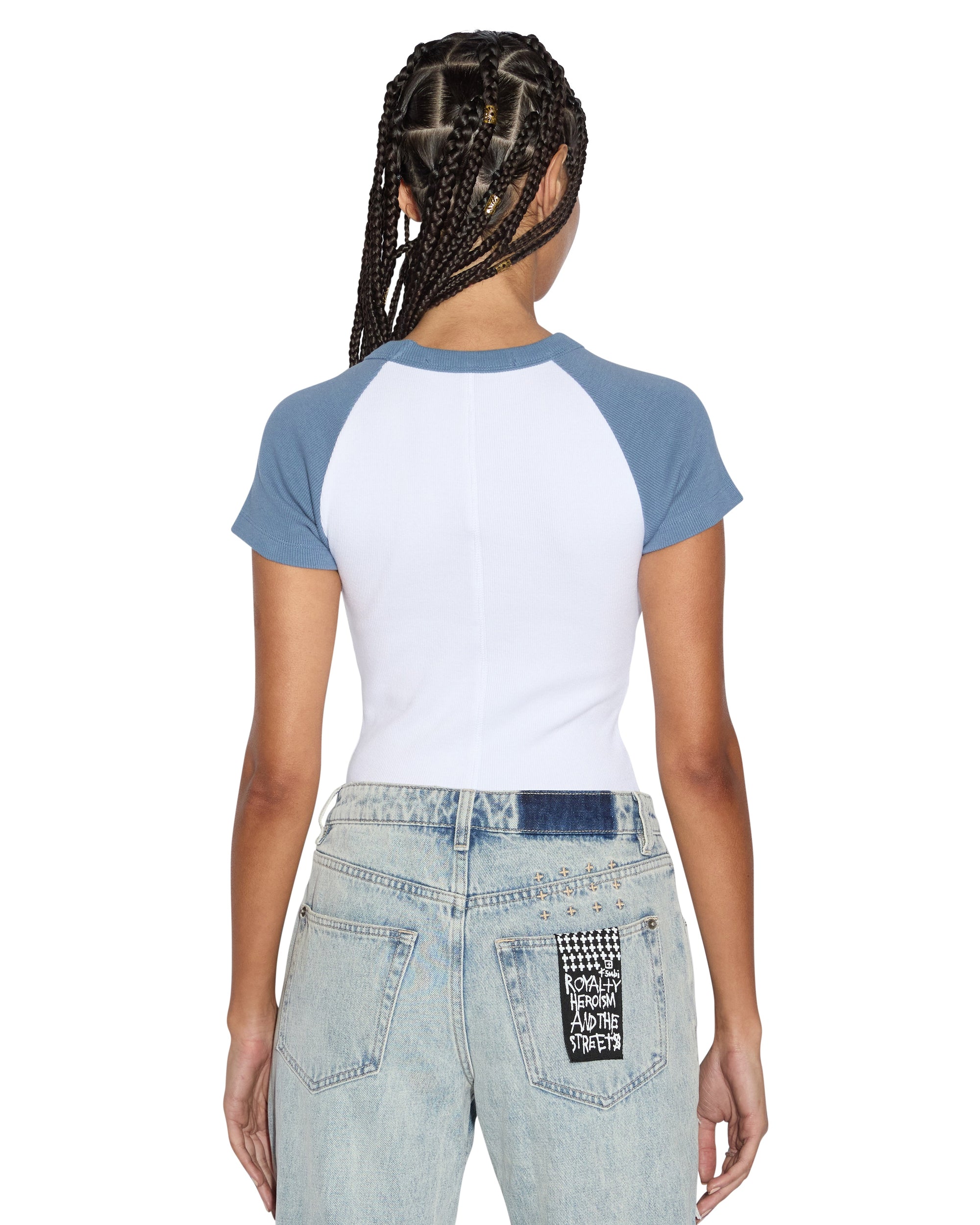 WOMENS  KSB BABY RINGER SS TEE CHARCOAL/WHITE FITTED TEES