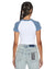 WOMENS  KSB BABY RINGER SS TEE CHARCOAL/WHITE FITTED TEES