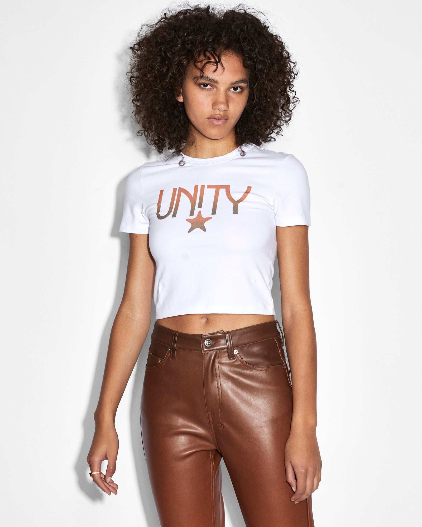 WOMENS  UNITY STAR BABY SS TEE WHITE FITTED TEES