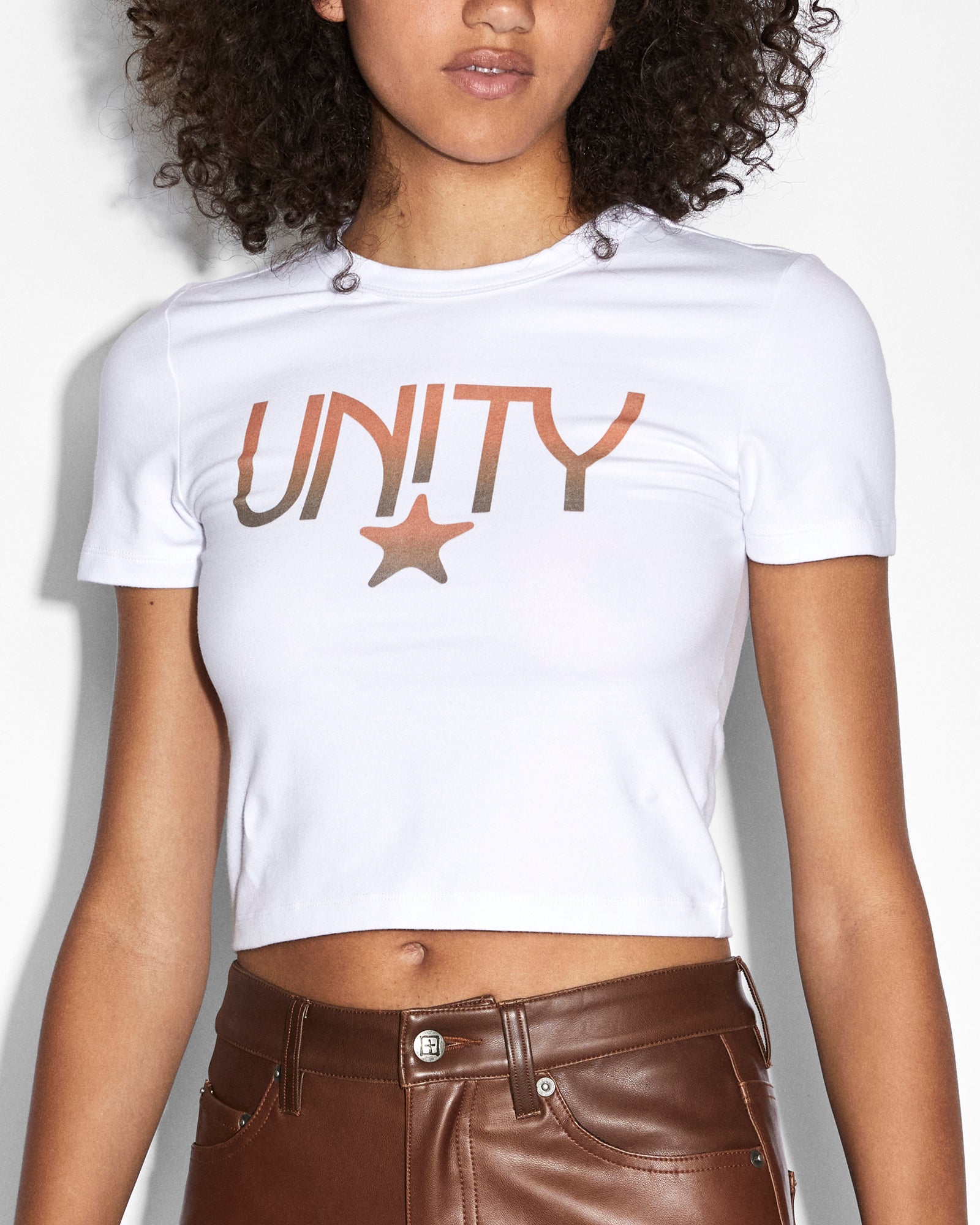 WOMENS  UNITY STAR BABY SS TEE WHITE FITTED TEES