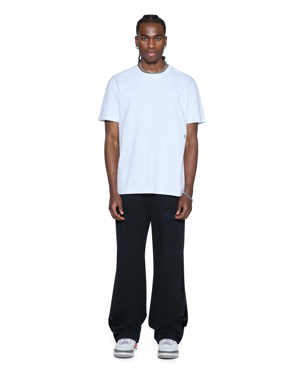 Mens 4x4 Luxe Biggie Ss Tee White Black Oversized Tees - White