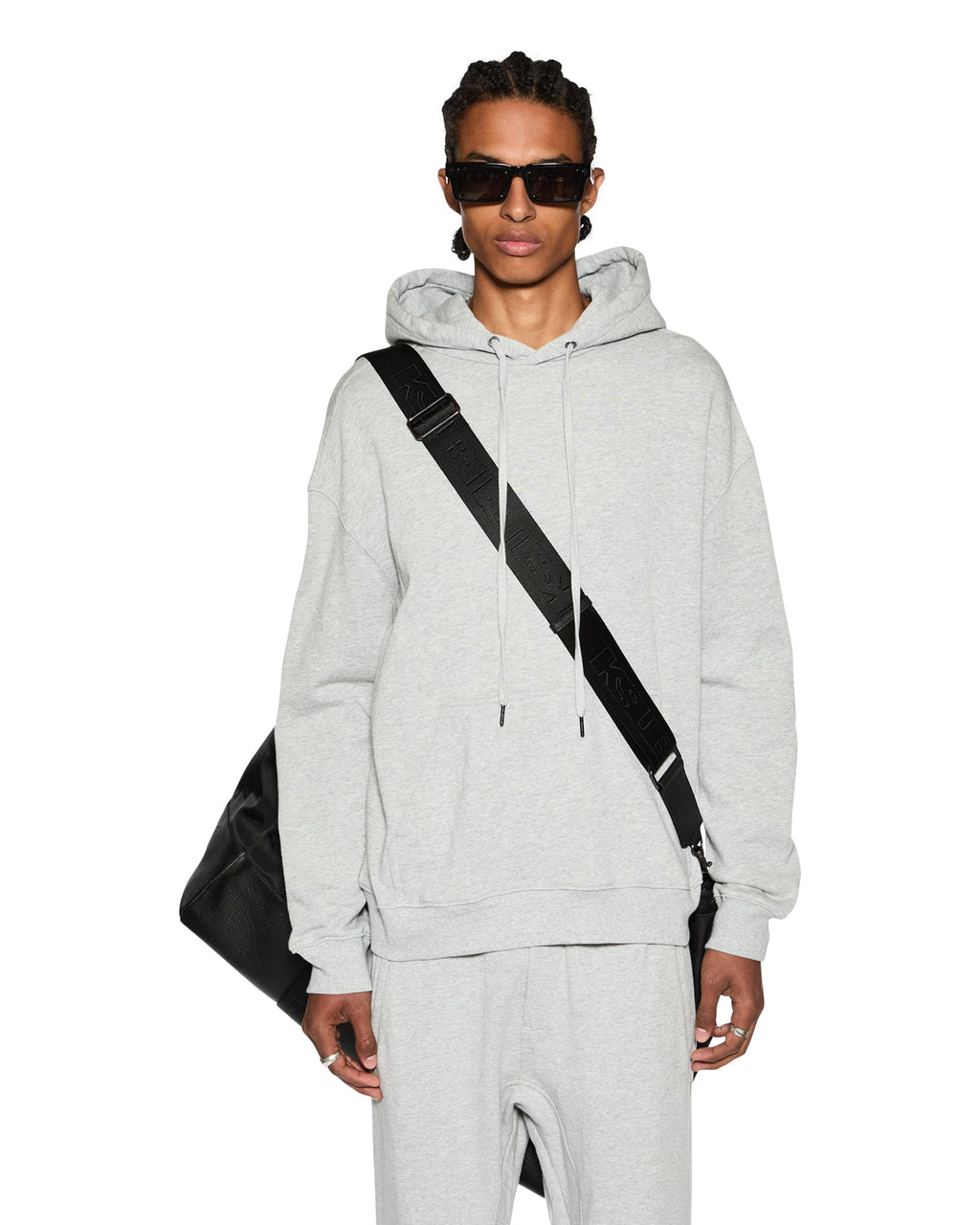 MENS 4 X 4 BIGGIE HOODIE GREY MARLE FLEECE