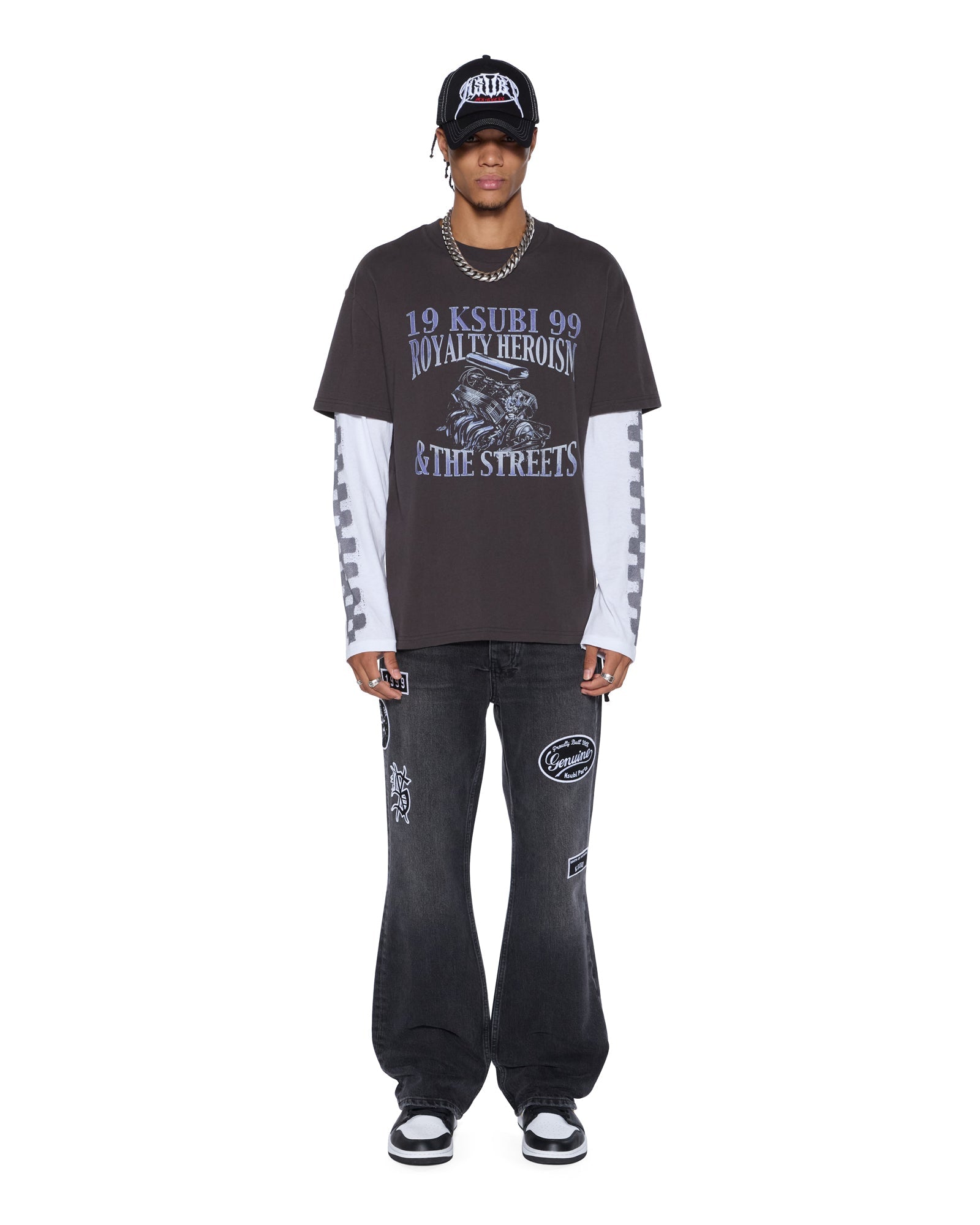 MENS ENGINE LS LAYER TEE FADED BLACK REGULAR TEES