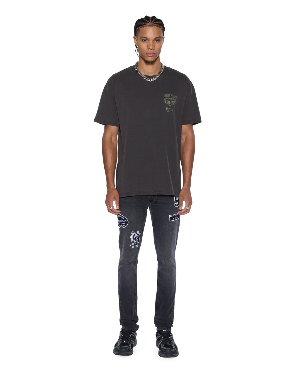 MENS GARAGE BIGGIE SS TEE FADED BLACK TEES