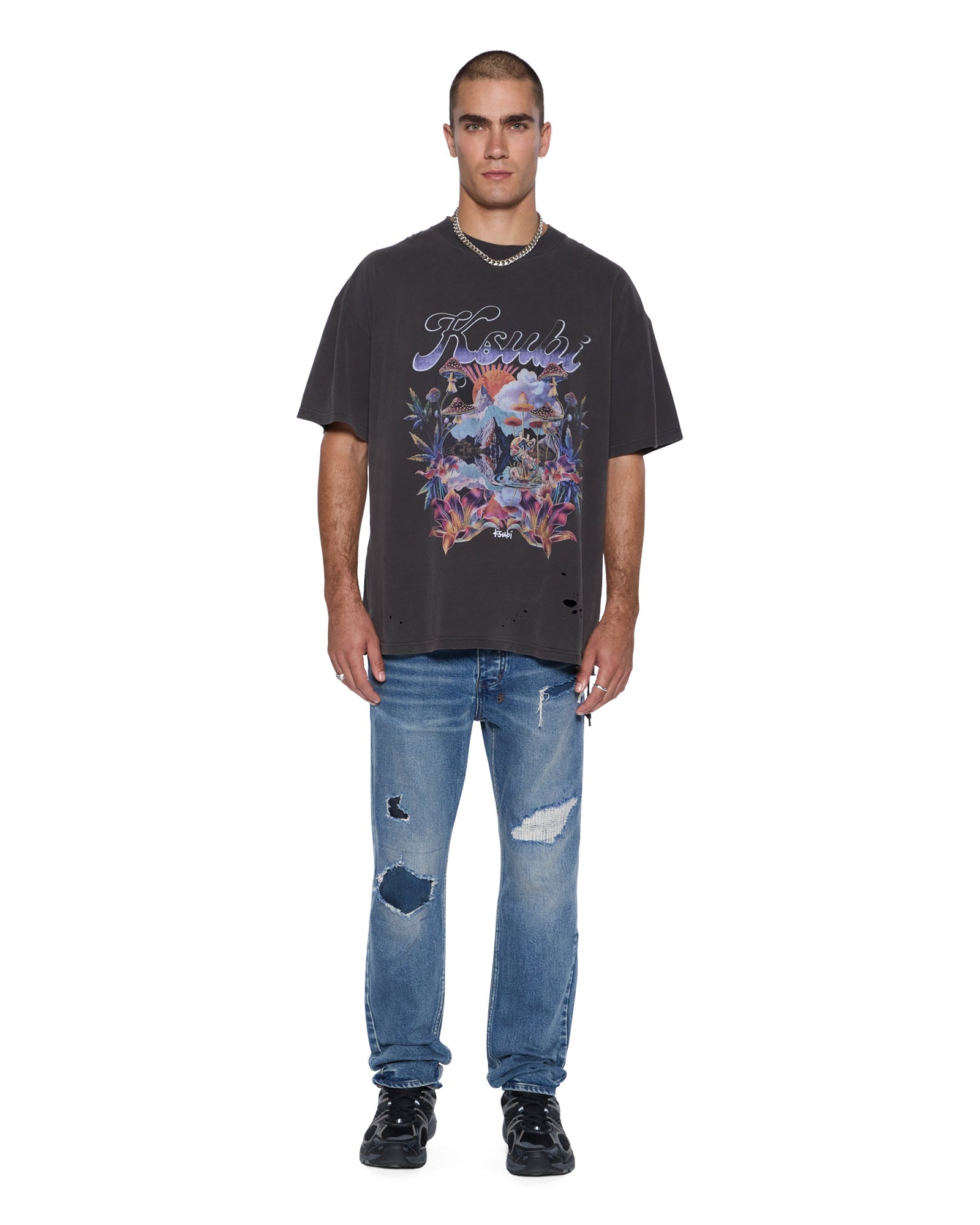 MENS  HENDRIX EKCESS SS TEE OLD BLACK OVERSIZED TEES
