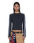 WOMENS  PORTER LS TOP BLACK PINSTRIPE SLIM FASHION TOPS