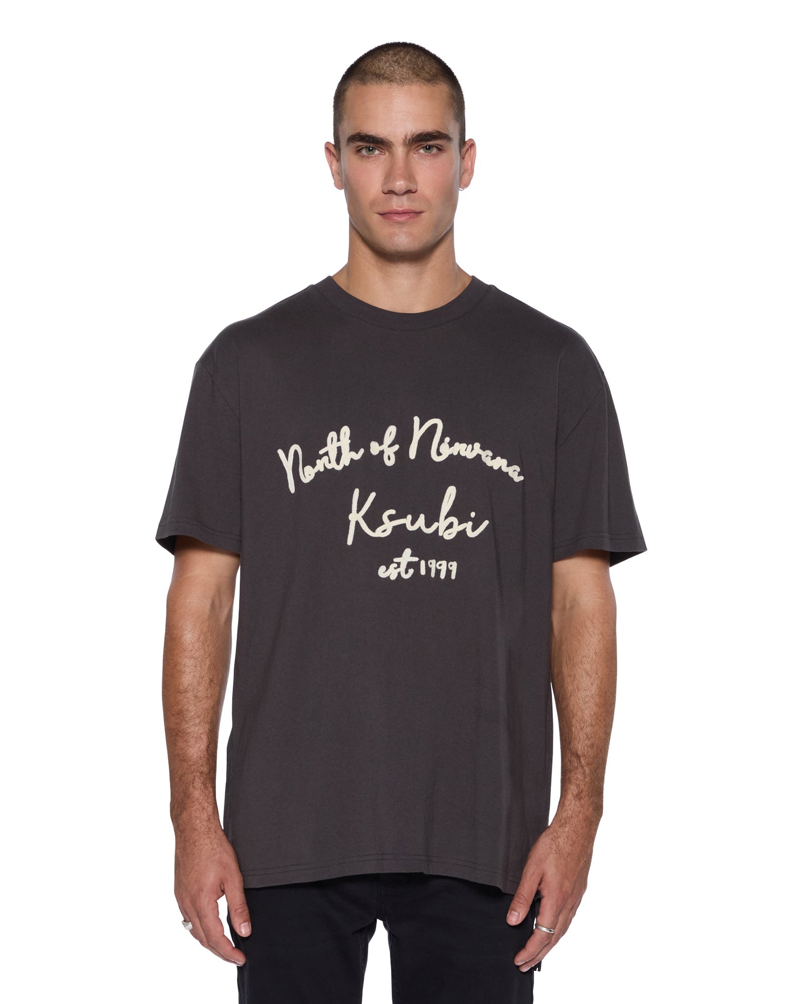 MENS  SALUD BIGGIE SS TEE FADED BLACK OVERSIZED TEES