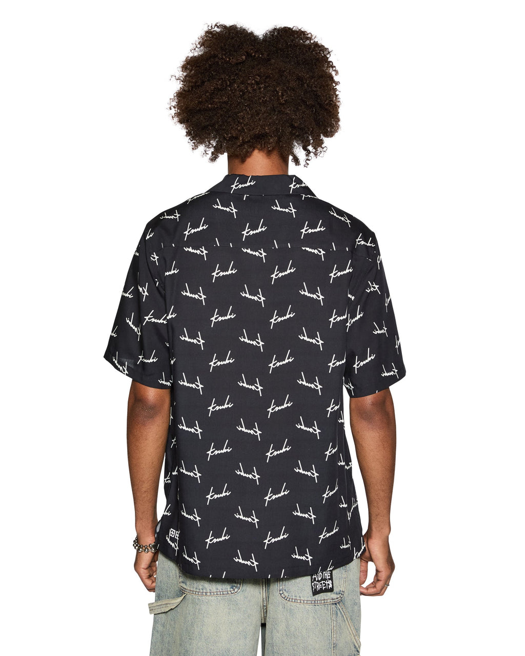 Mens Skript Resort Ss Shirt Black Regular Shirts - Black
