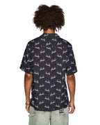 Mens Skript Resort Ss Shirt Black Regular Shirts - Black