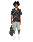 Mens Skript Resort Ss Shirt Black Regular Shirts - Black
