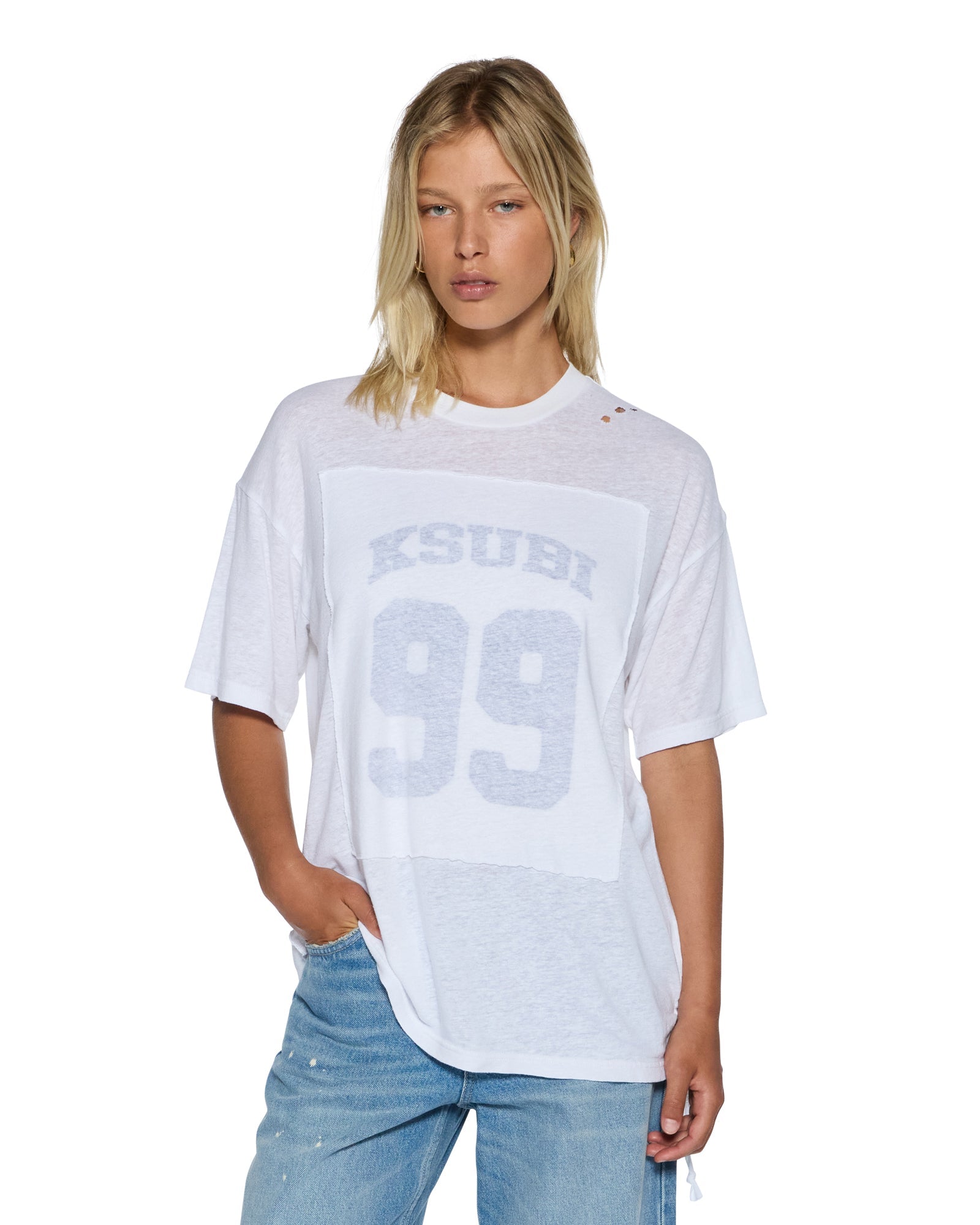 WOMENS  99 OH G TEE SLUB WHITE OVERSIZED TEES