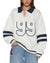 WOMENS  99 BOYFRIEND POLO SWEATSHIRT VINTAGE WHITE OVERSIZED FLEECE