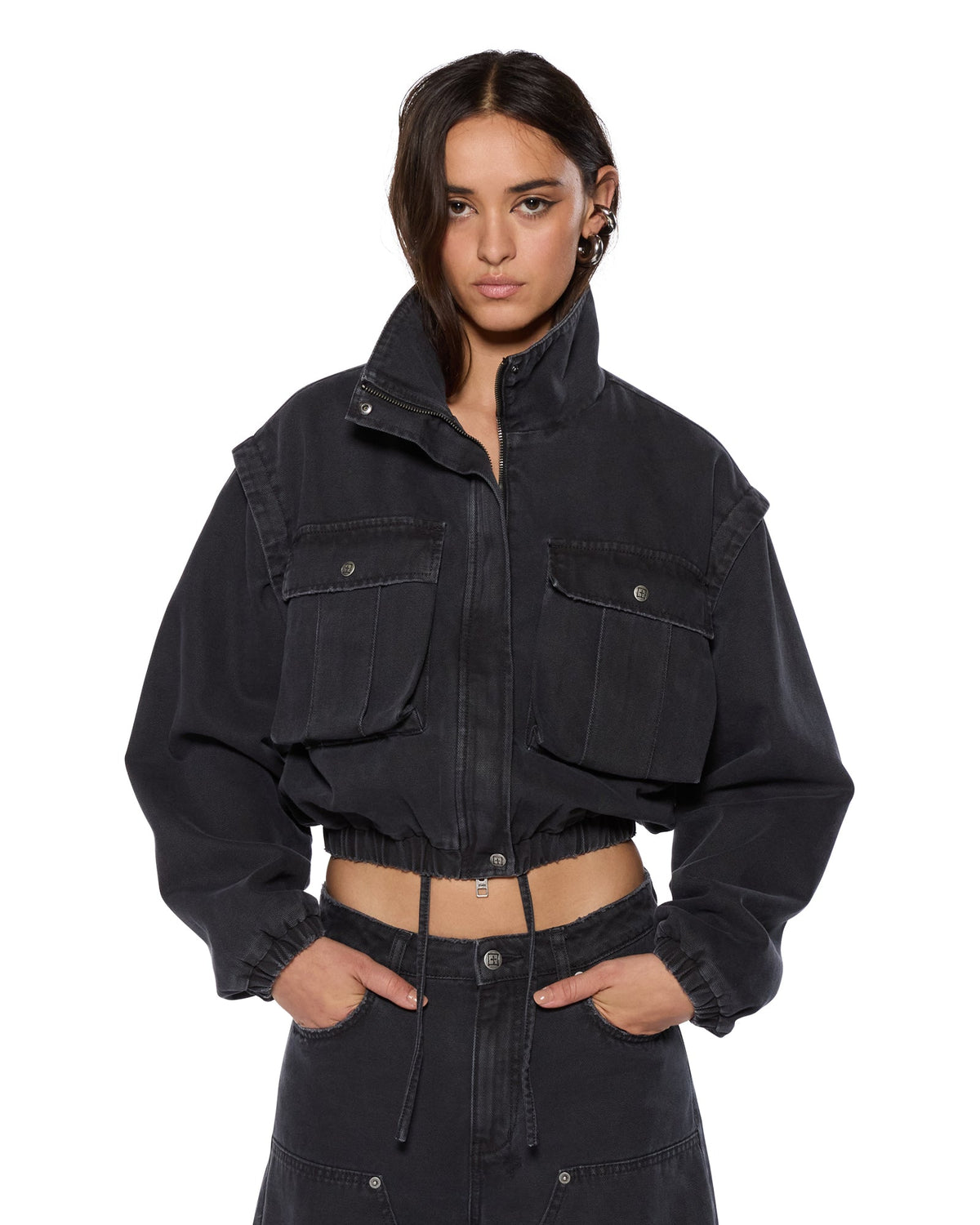 CROPPED ANORAK BLACK