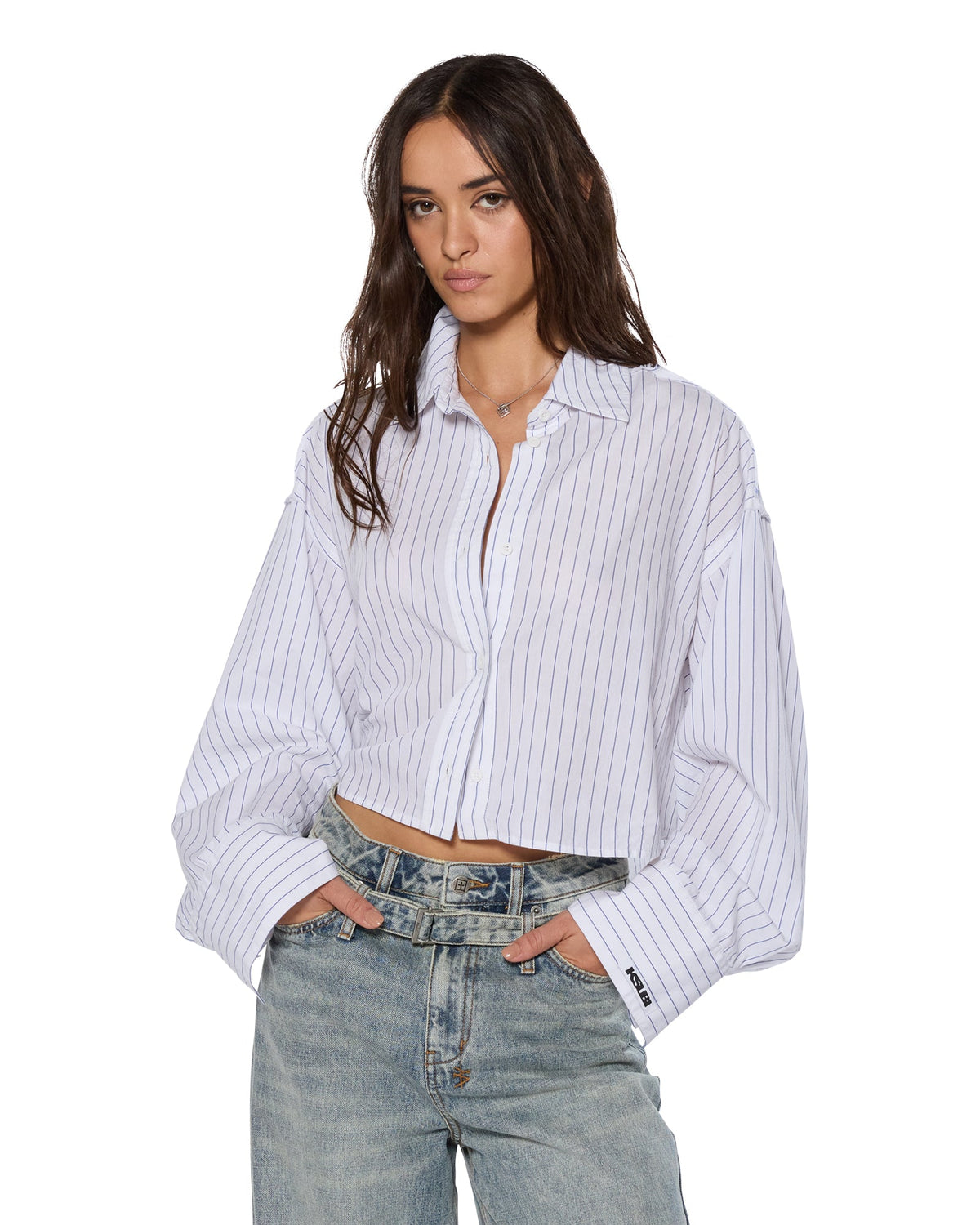 CROPPED ASTRA LS SHIRT BLUE STRIPE