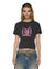 WOMENS  FUNNY BUNNY SHRUNKEN SS TEE WASHED BLACK FITTED TEES