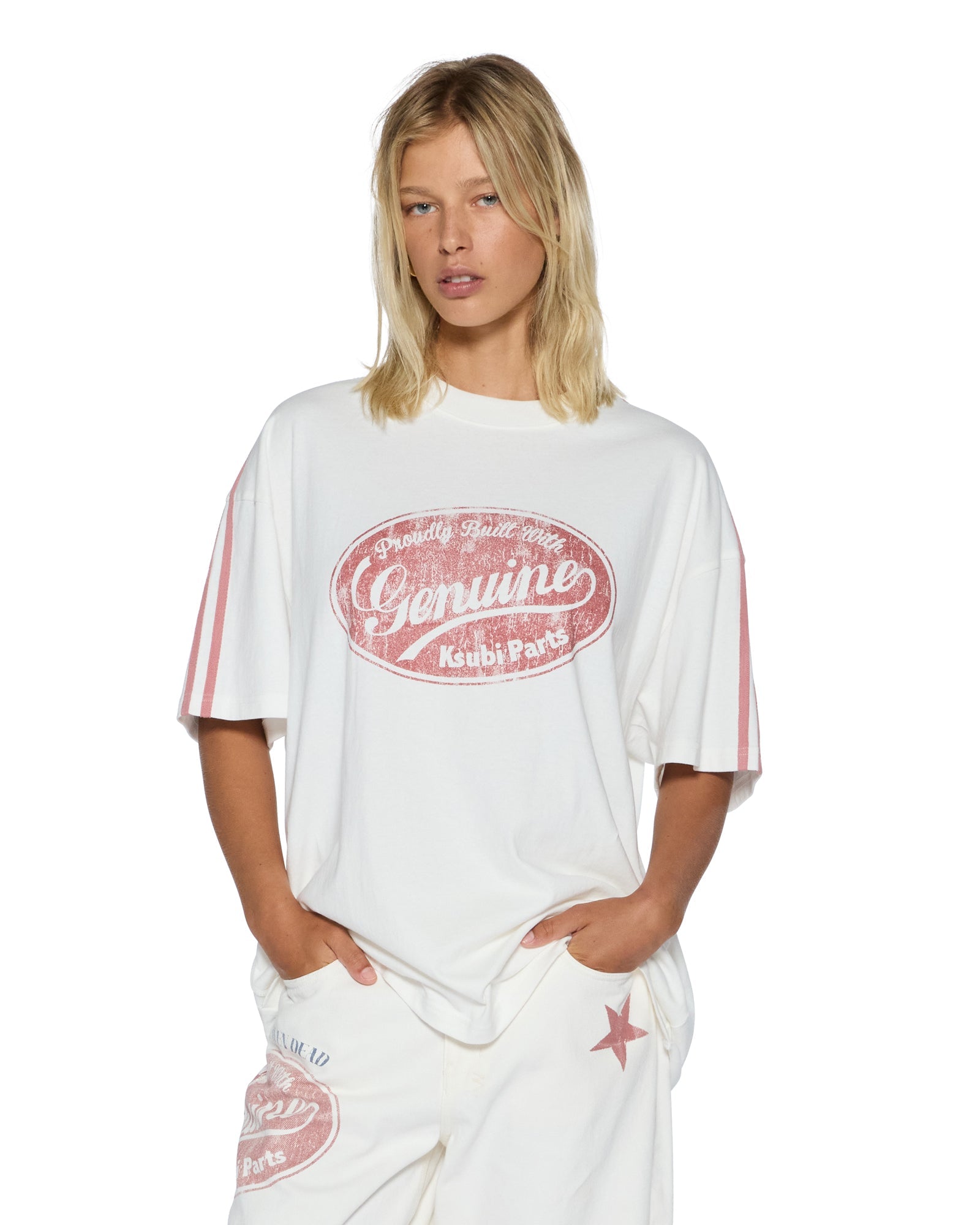 WOMENS  GENUINE BOYFRIEND SS TEE VINTAGE WHITE OVERSIZED TEES