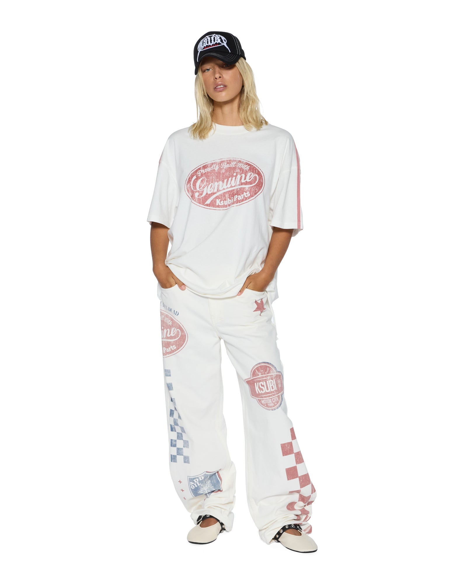 WOMENS  GENUINE BOYFRIEND SS TEE VINTAGE WHITE OVERSIZED TEES