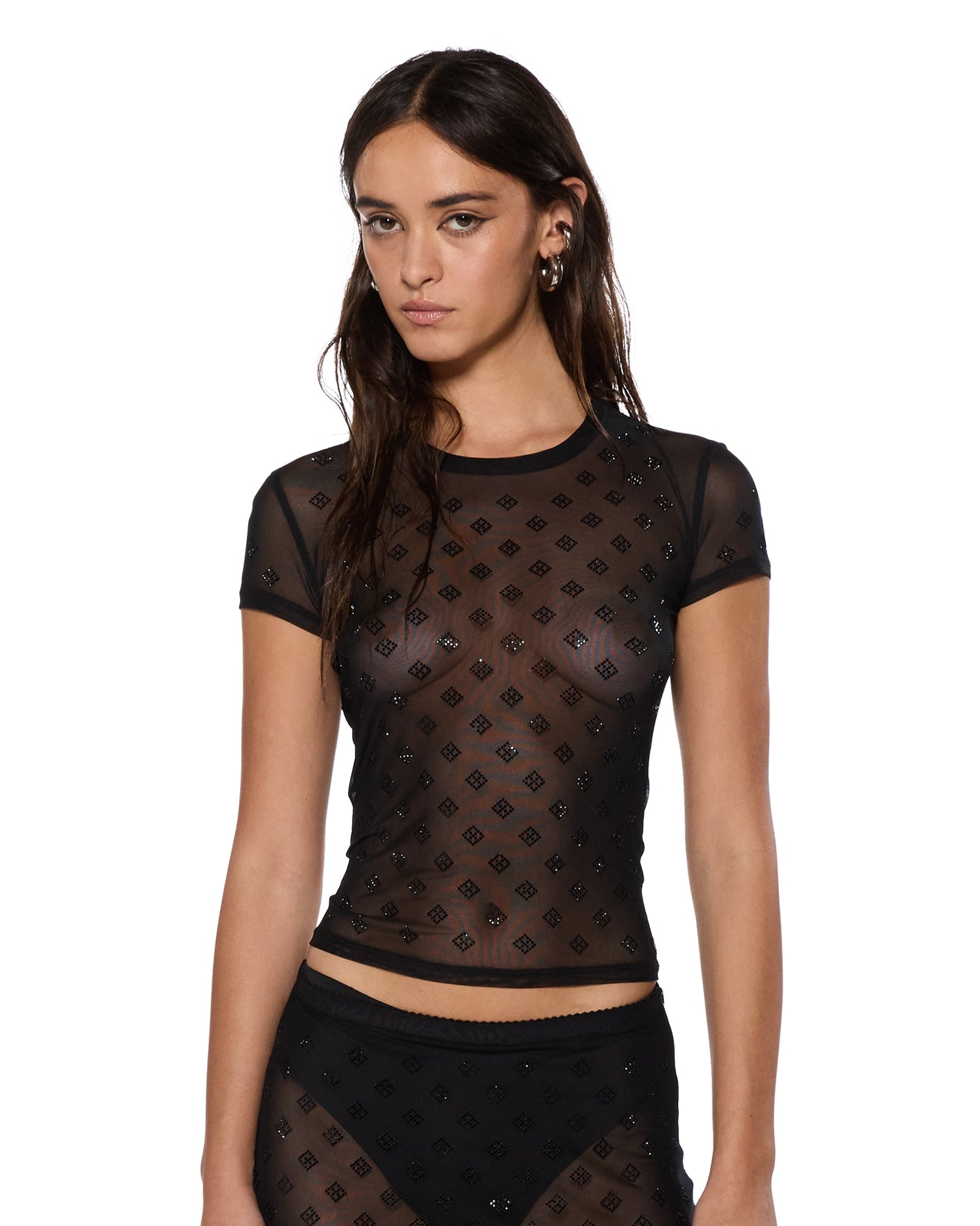 MESH SS TOP DIAMANTE