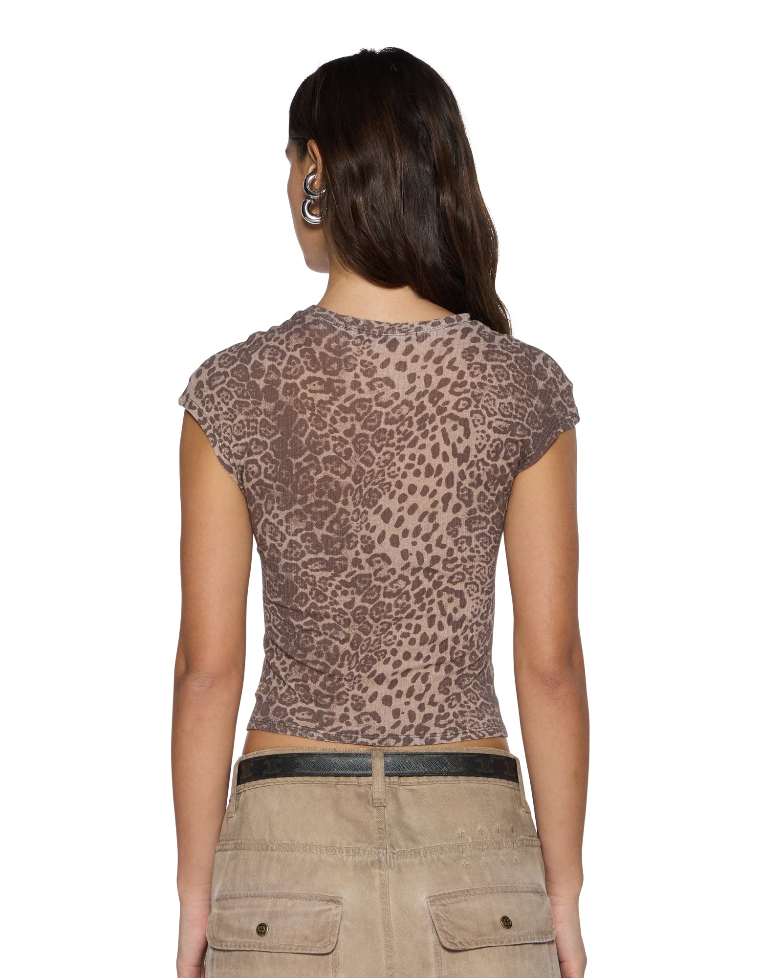 WOMENS  STAPLE SS TEE LEOPARD FITTED TEES