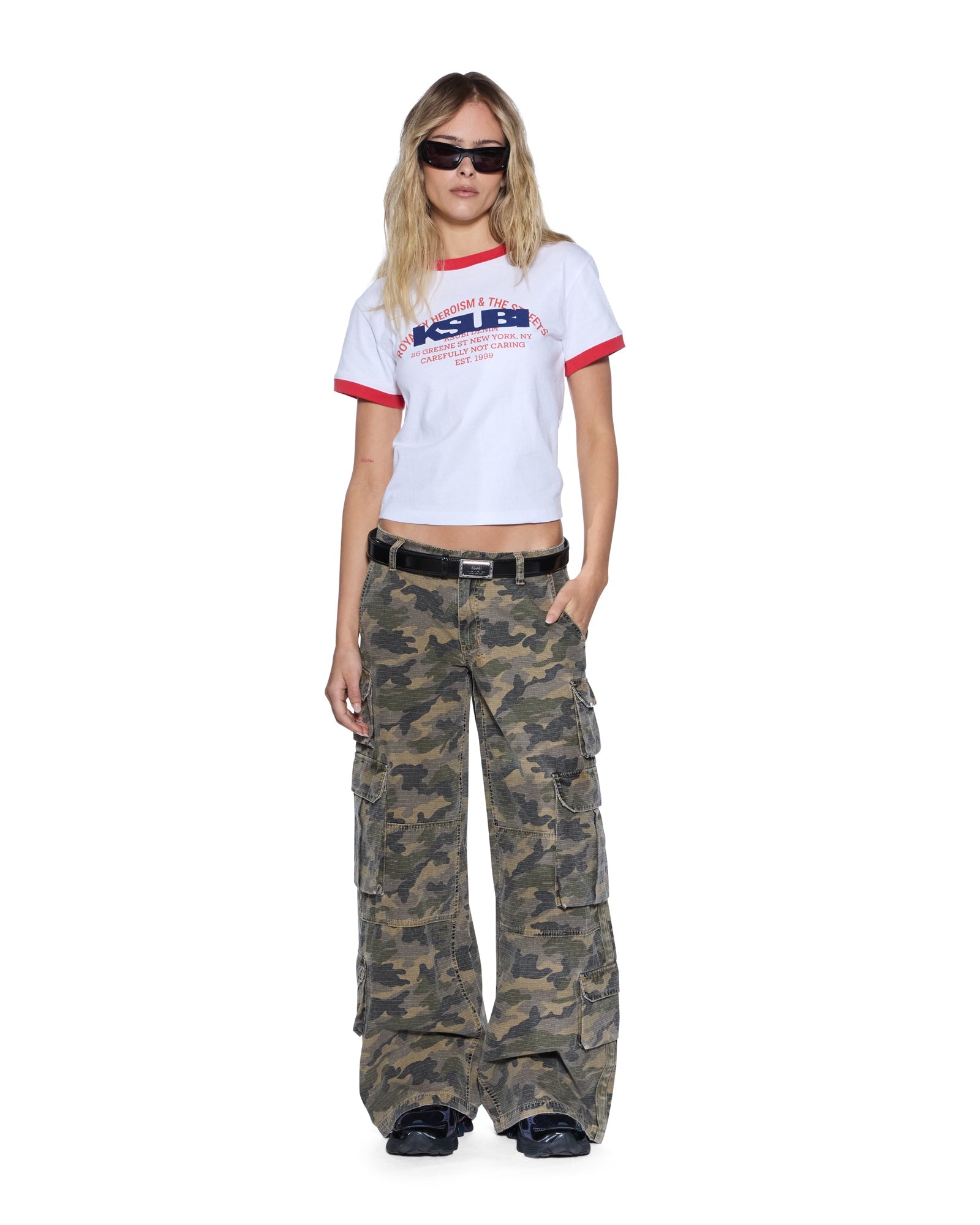 WOMENS  VARSITY SHRUNKEN SS TEE WHITE SLIM TEES