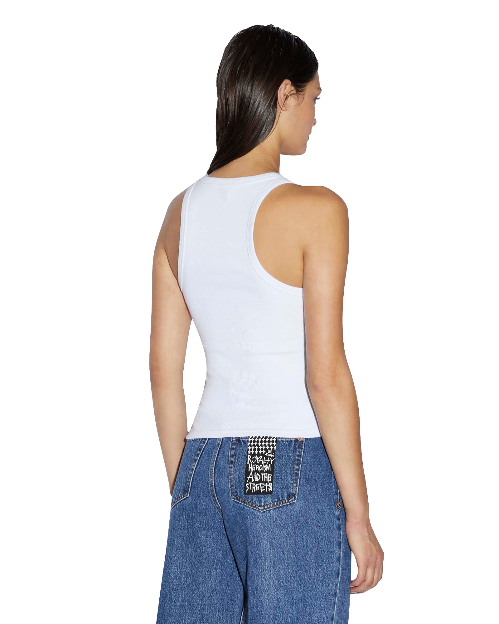 WOMENS  STACKED ORIGIN TANK WHITE FITTED FASHION TOPS