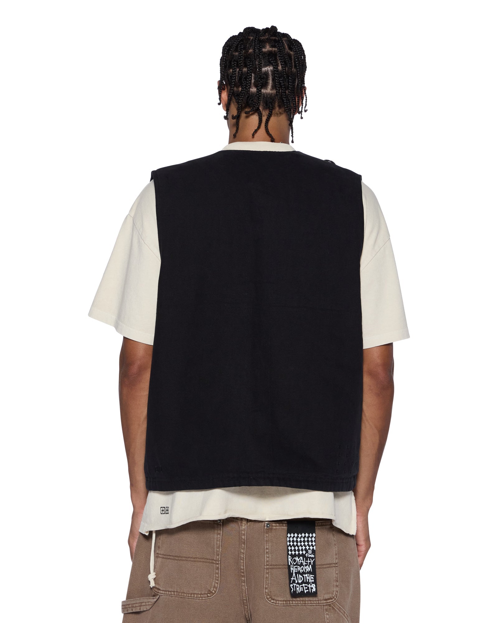 MENS  BATTLER VEST BLACK RELAXED FASHION TOPS