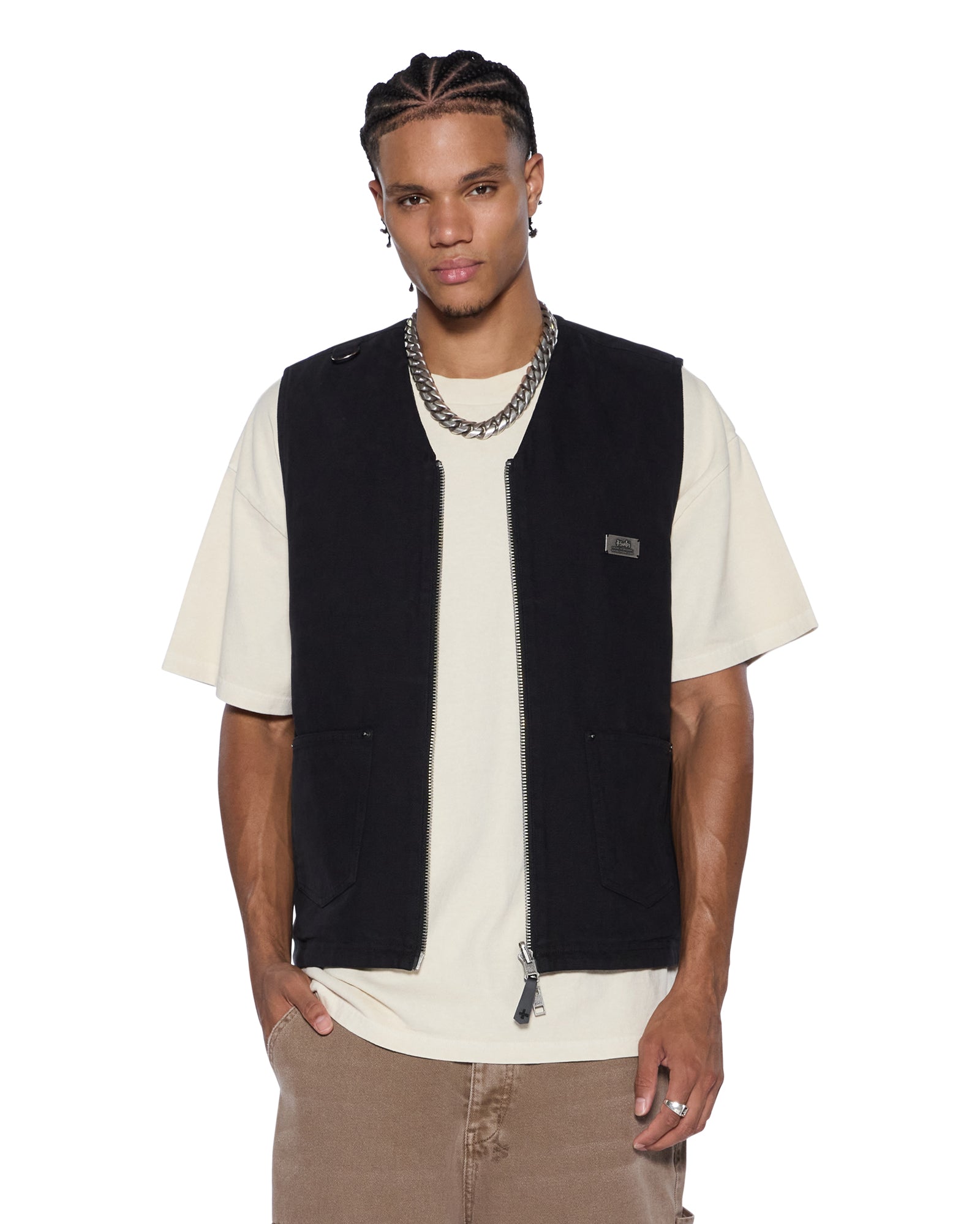 MENS  BATTLER VEST BLACK RELAXED FASHION TOPS