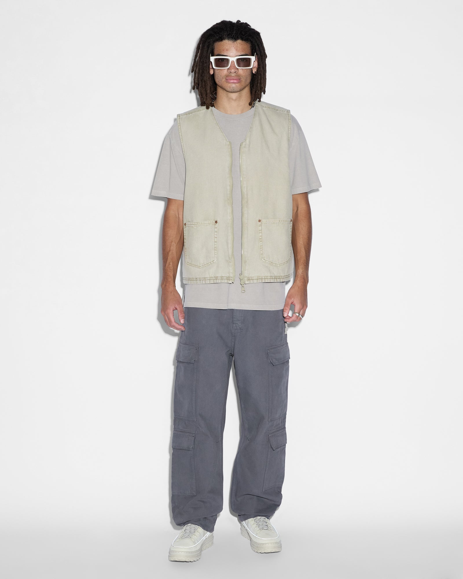 MENS  ALL HANDS CARGO PANT WASHED BLACK RELAXED PANTS