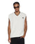 MENS  TURNCABLE KNIT VEST VINTAGE WHITE OVERSIZED KNITWEAR