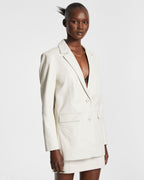 Womens Vivian Leather Blazer Off White Relaxed Jackets - White