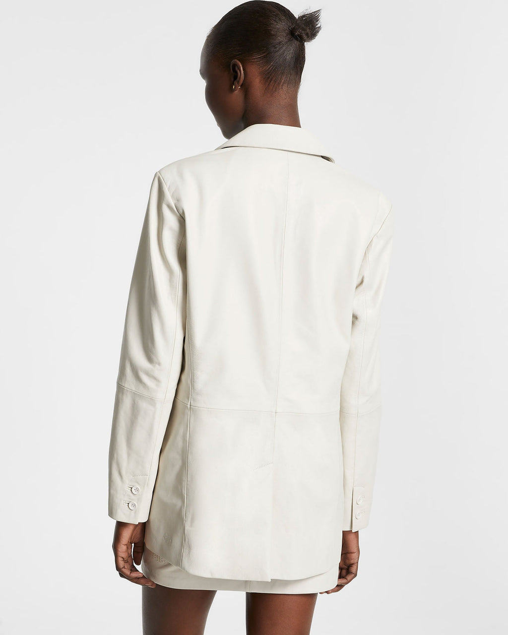 Womens Vivian Leather Blazer Off White Relaxed Jackets - White