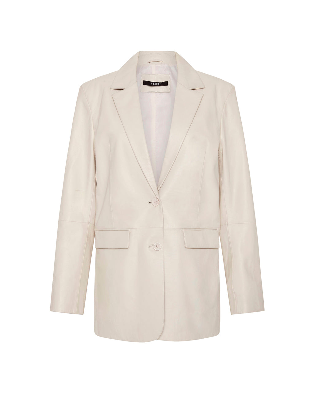 Womens Vivian Leather Blazer Off White Relaxed Jackets - White