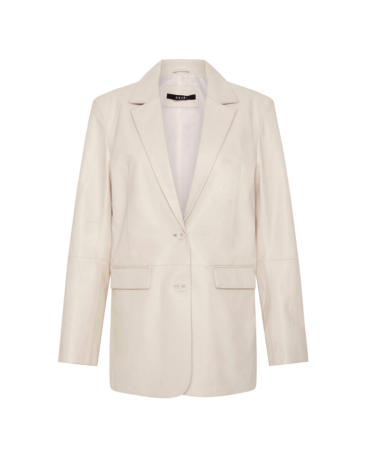 Womens Vivian Leather Blazer Off White Relaxed Jackets - White