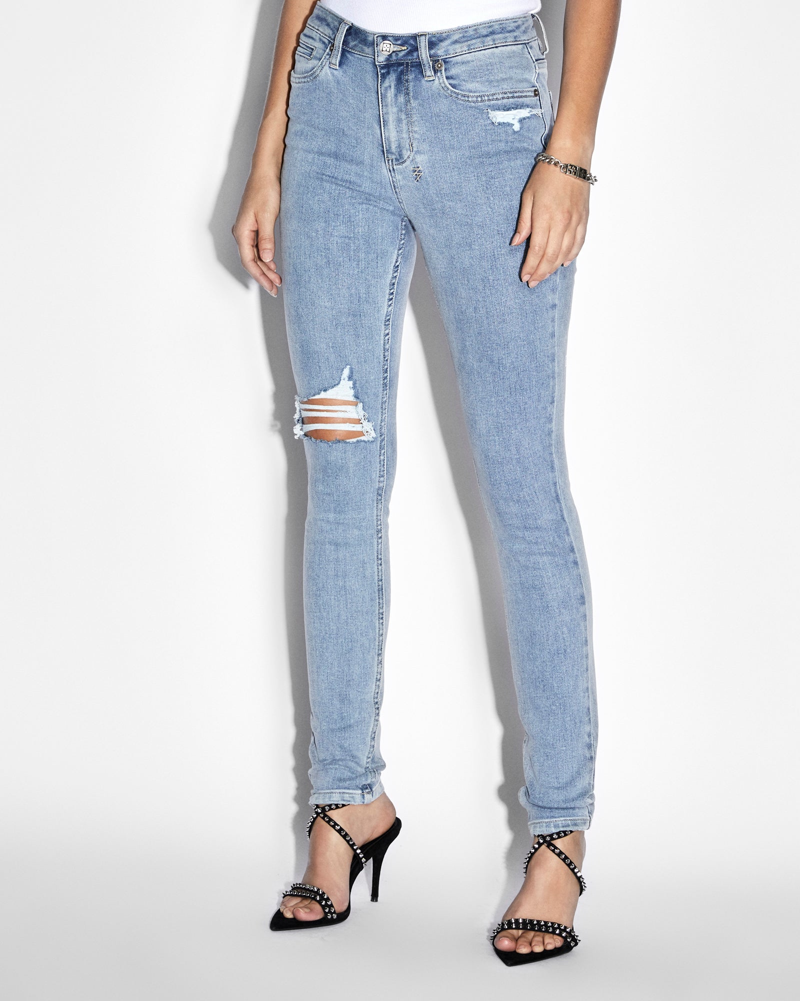 WOMENS  SPRAY ON XTRA AUTHENTIK TRASHED SKINNY DENIM JEANS