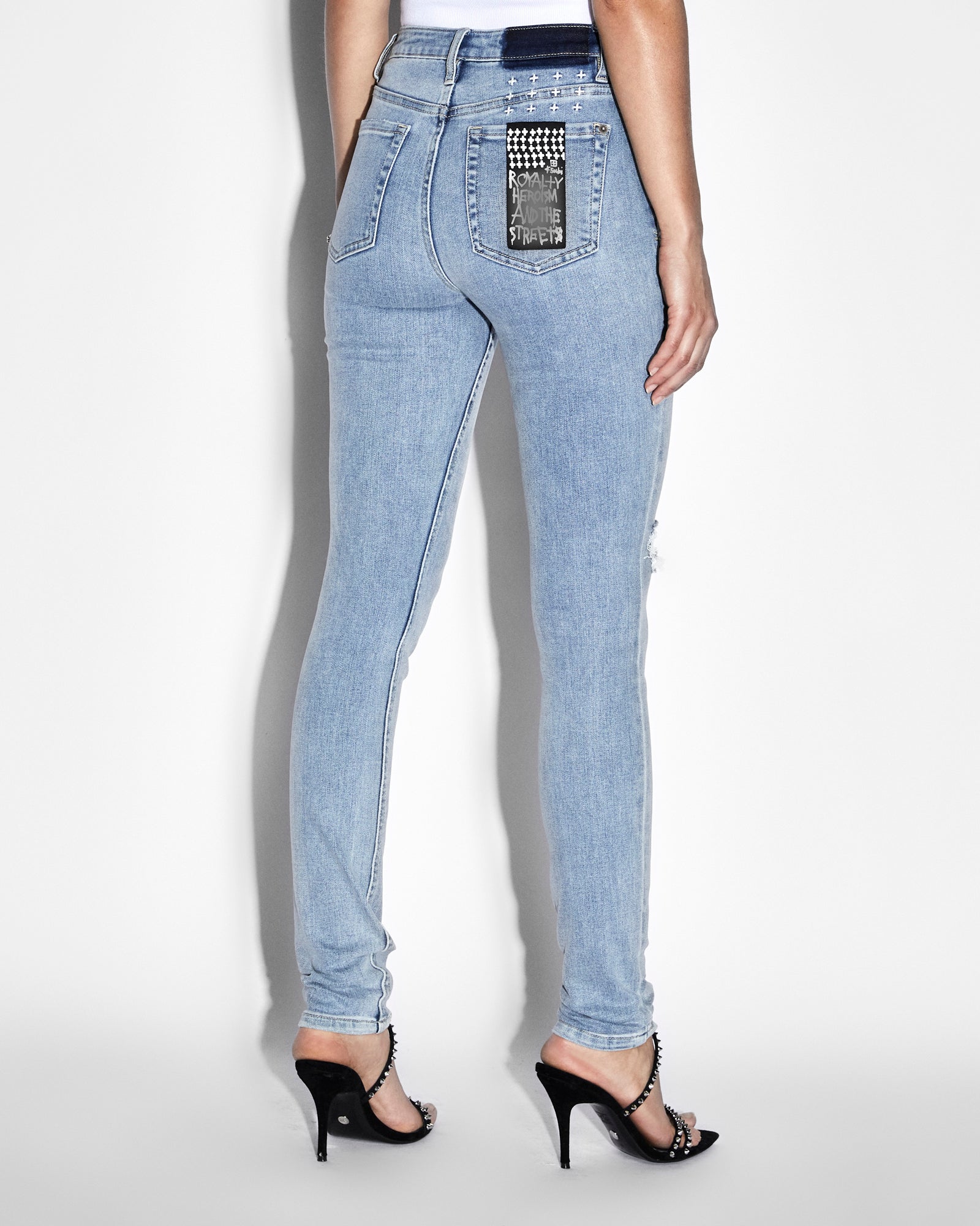 WOMENS  SPRAY ON XTRA AUTHENTIK TRASHED SKINNY DENIM JEANS