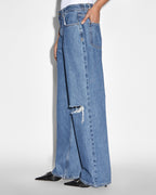 Womens Low Rider Heritage Trashed Baggy Denim Jeans - Denim